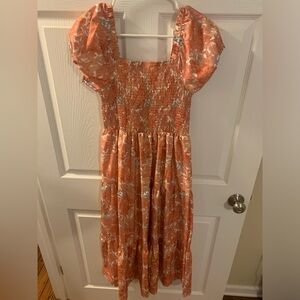 Orange midi dress